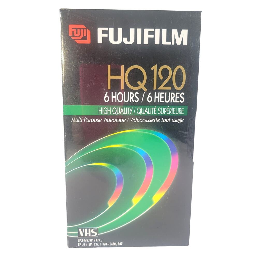 Fujifilm HQ 120 VHS Tape 6 Hours Multi-Purpose Video Cassette NEW